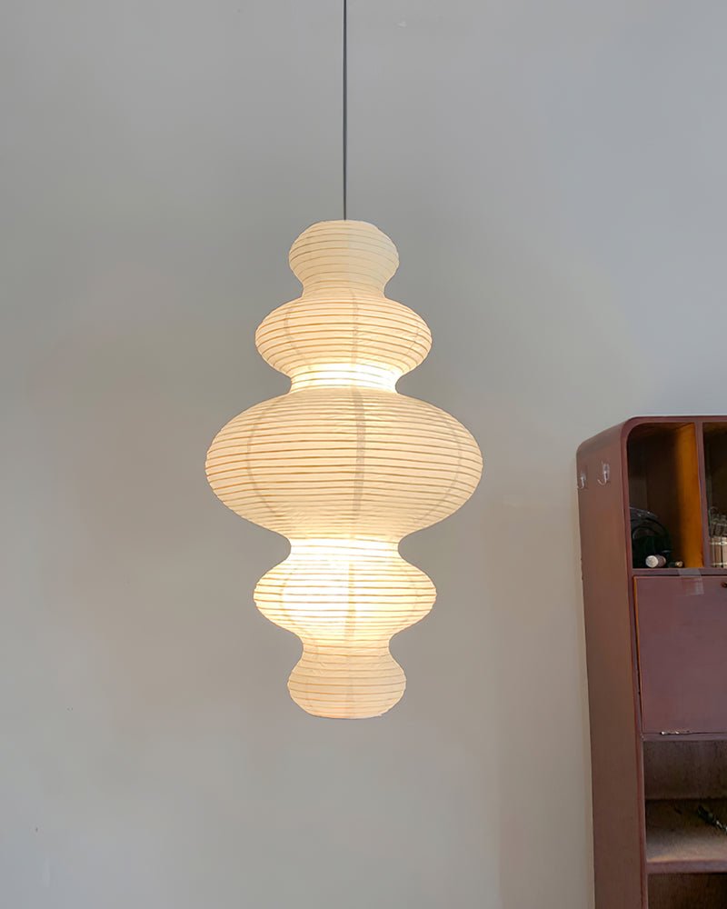LumenRipple Rice Paper Pendant Lamp Plug In Swag Light Handcrafted