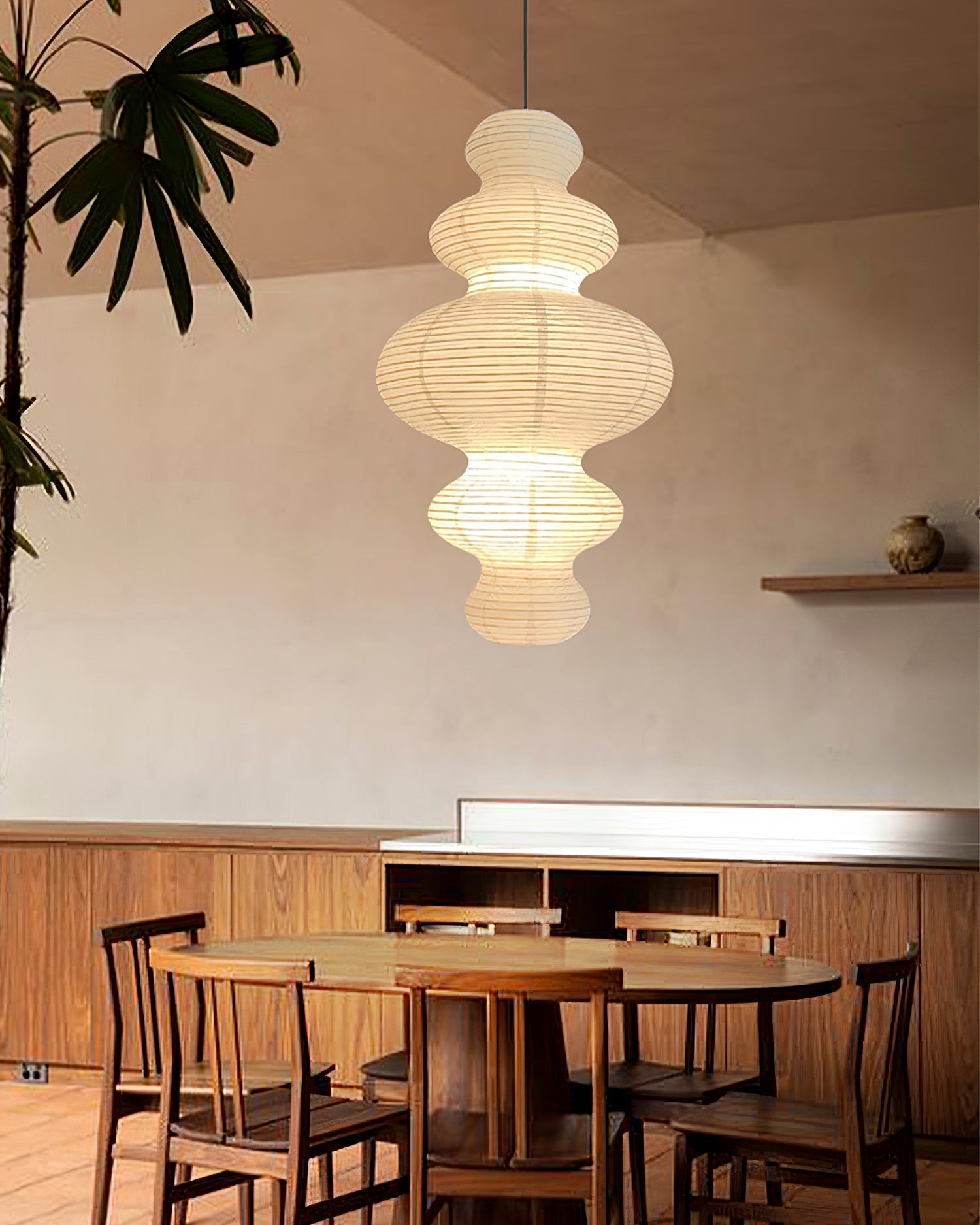 LumenRipple Rice Paper Pendant Lamp Plug In Swag Light Handcrafted