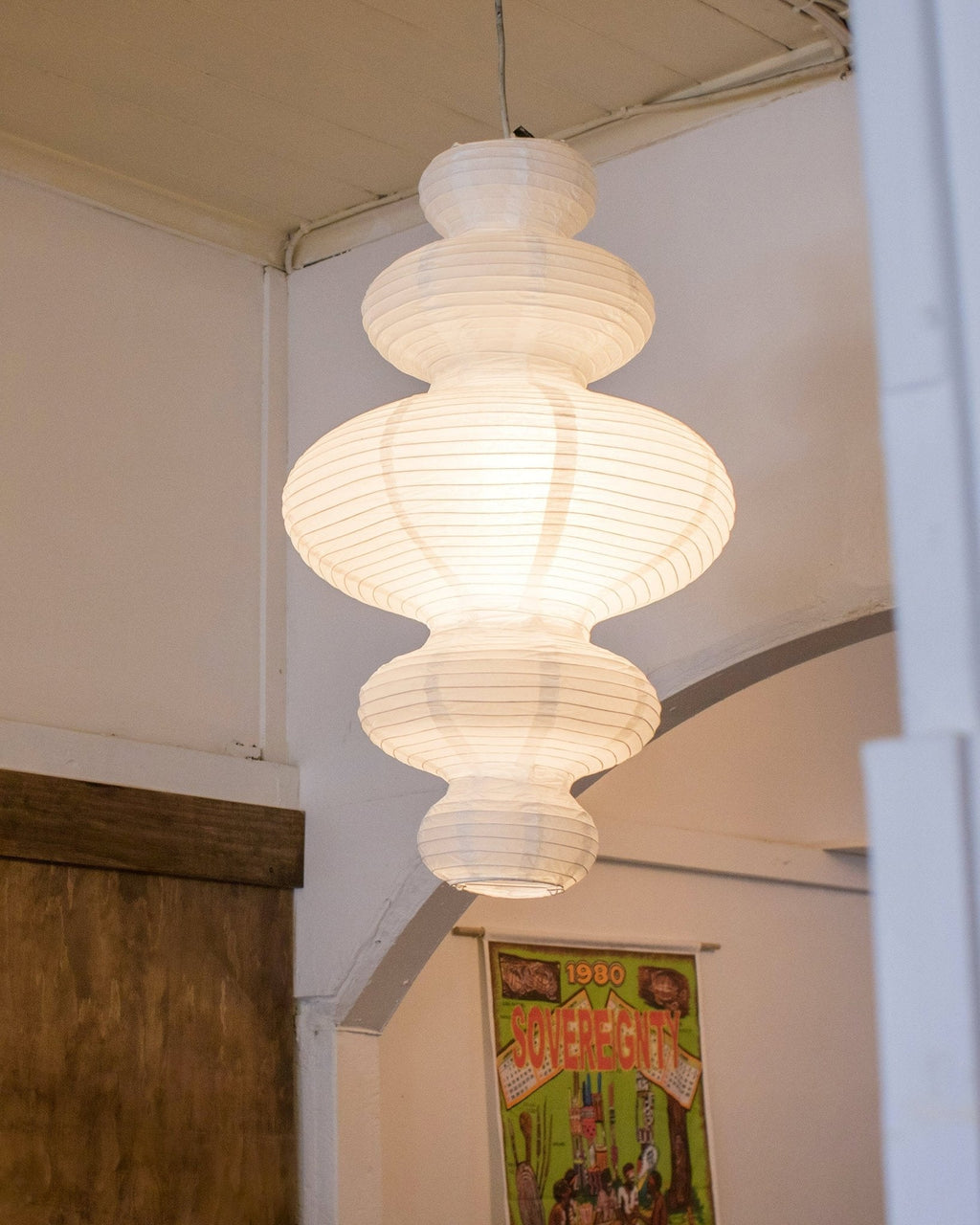 LumenRipple Rice Paper Pendant Lamp Plug In Swag Light Handcrafted
