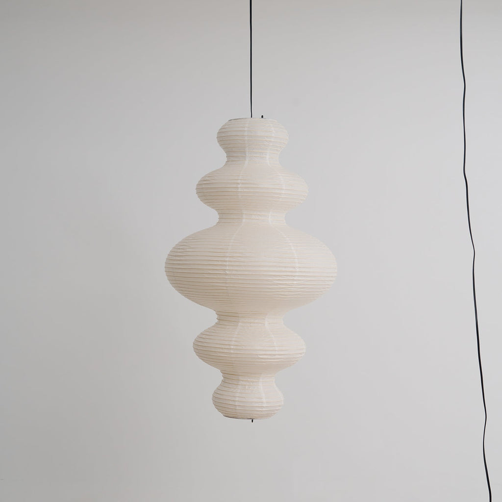 LumenRipple Rice Paper Pendant Lamp Plug In Swag Light Handcrafted