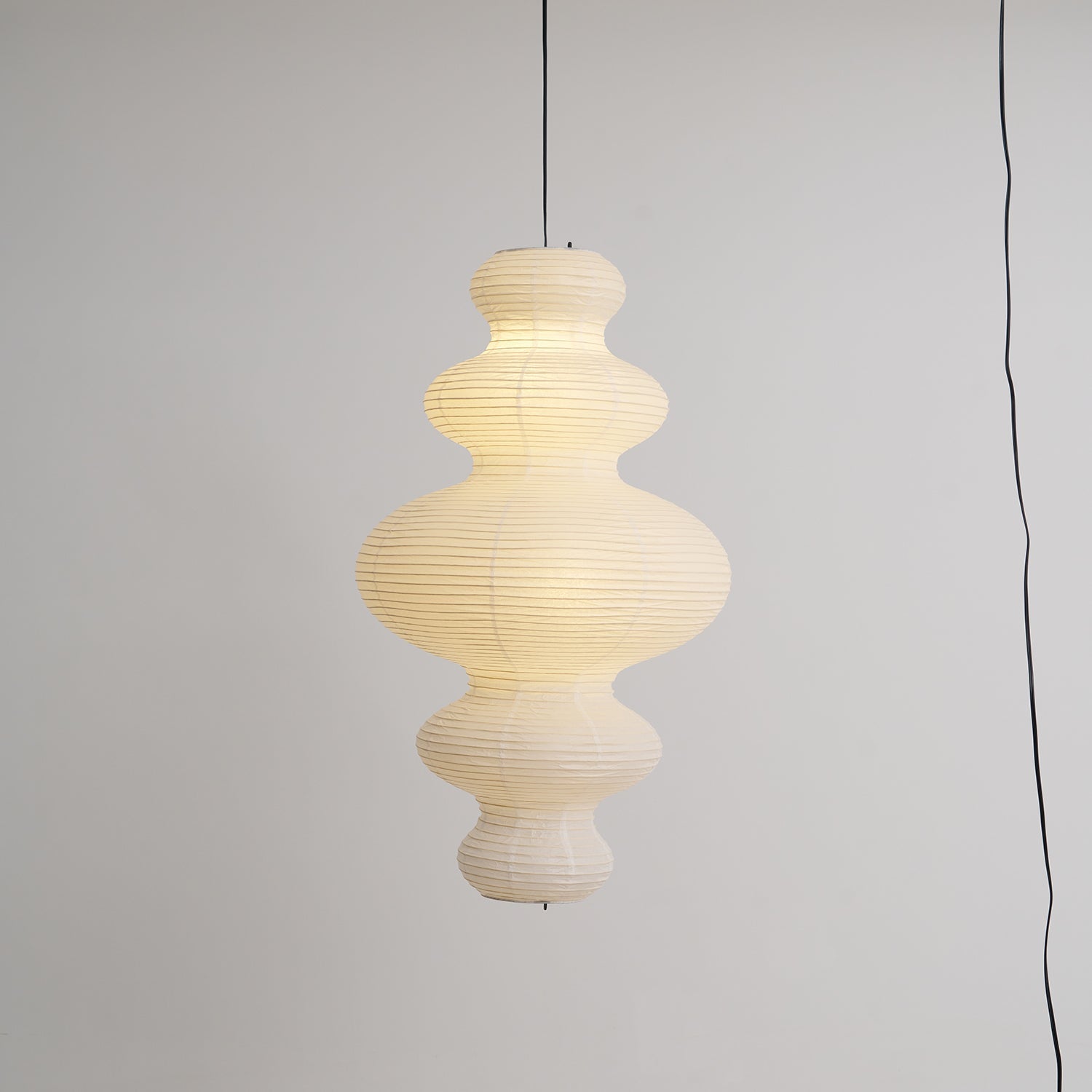 LumenRipple Rice Paper Pendant Lamp Plug In Swag Light Handcrafted