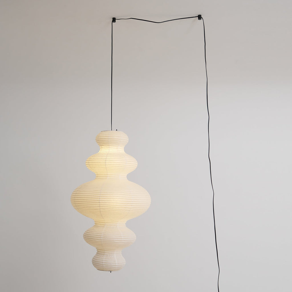 LumenRipple Rice Paper Pendant Lamp Plug In Swag Light Handcrafted