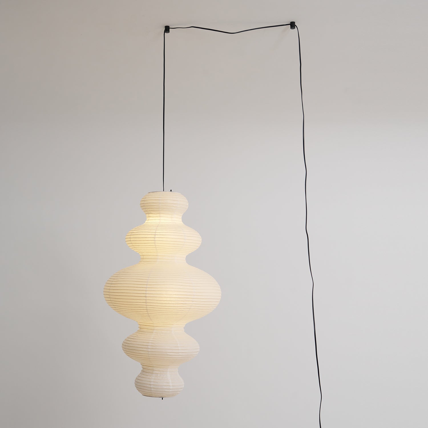 LumenRipple Rice Paper Pendant Lamp Plug In Swag Light Handcrafted