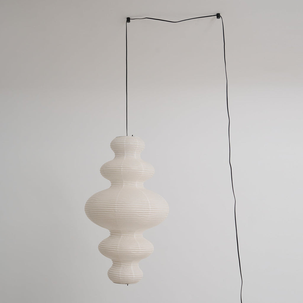 LumenRipple Rice Paper Pendant Lamp Plug In Swag Light Handcrafted