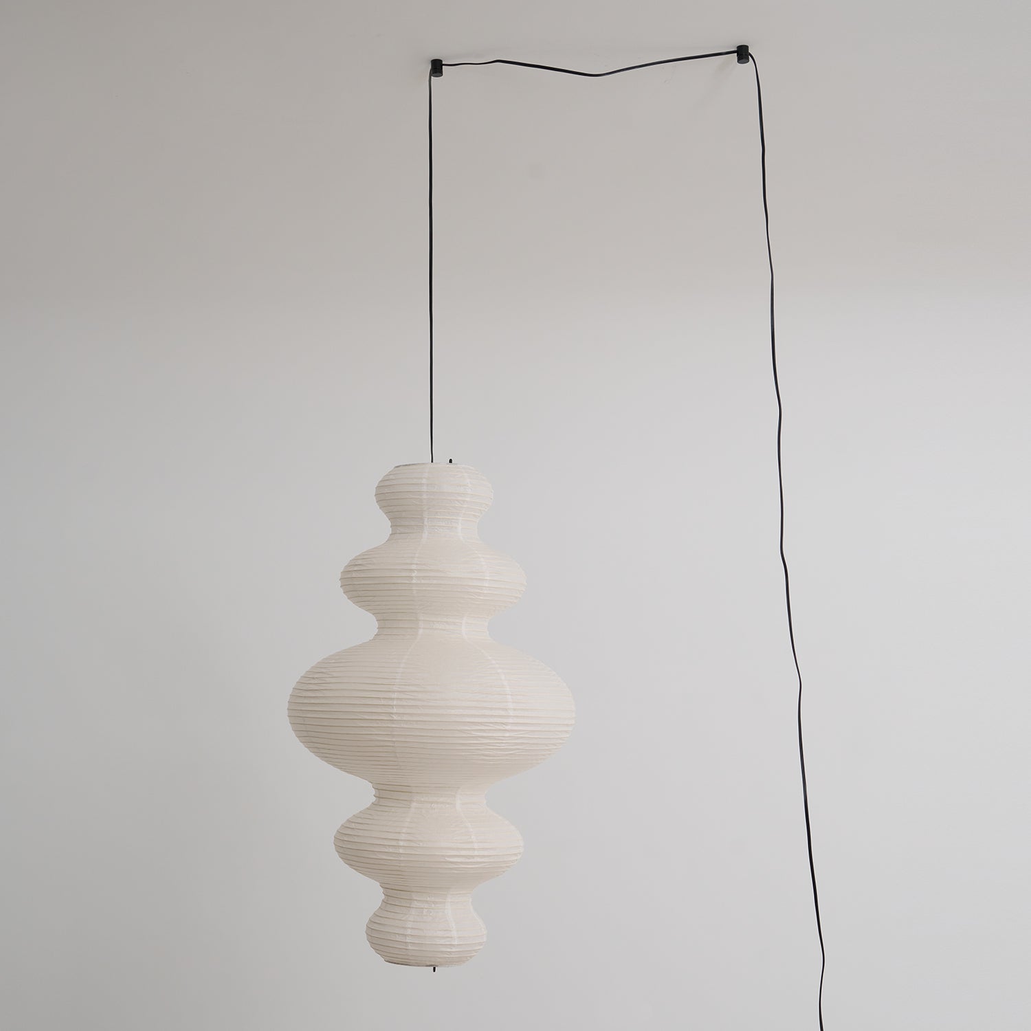 LumenRipple Rice Paper Pendant Lamp Plug In Swag Light Handcrafted
