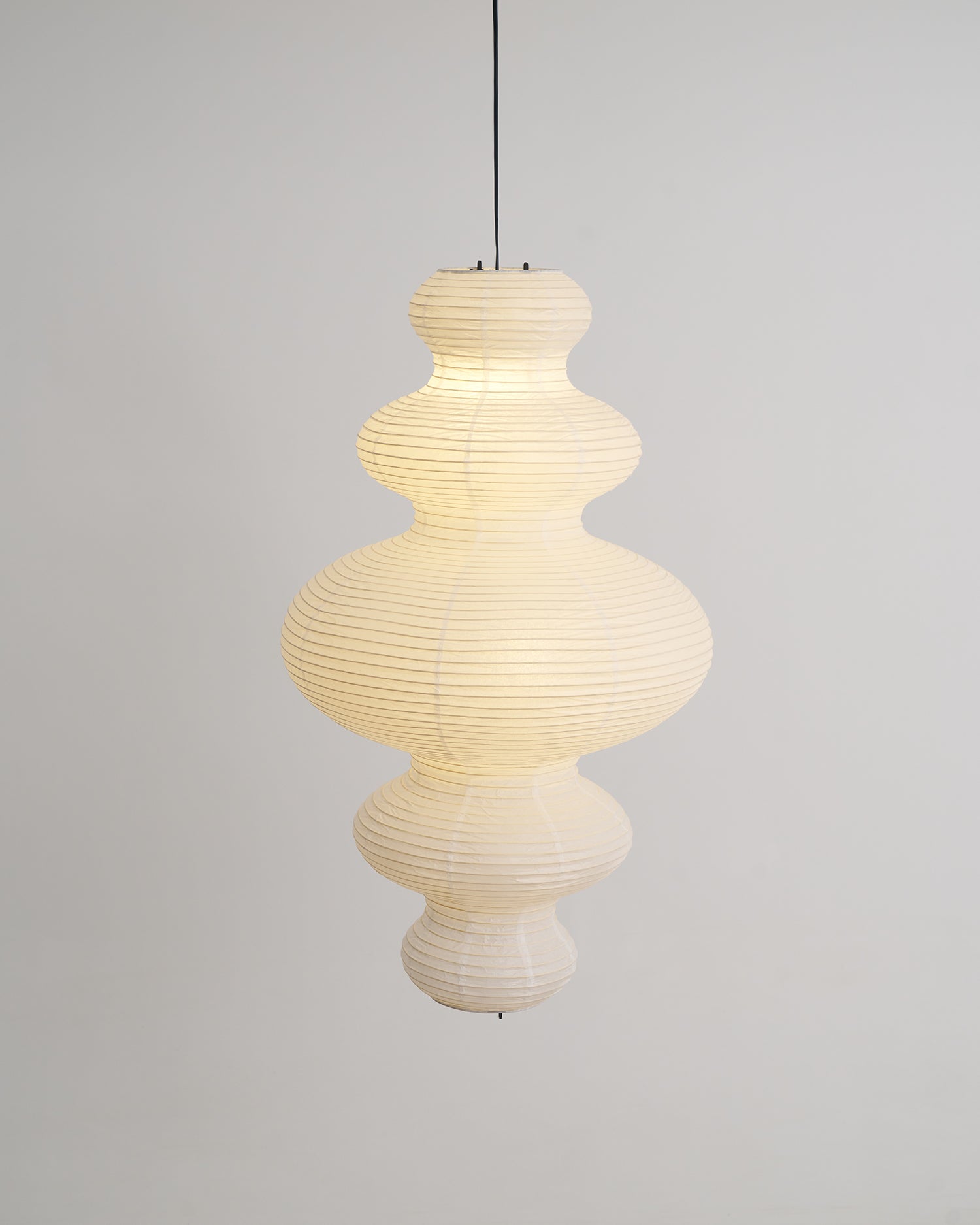 LumenRipple Rice Paper Pendant Lamp Plug In Swag Light Handcrafted