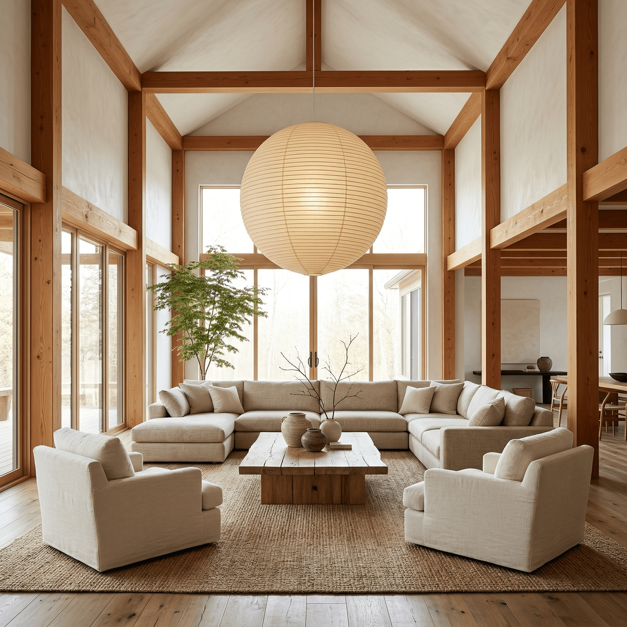 Ember Vale Spherical Pendant Light With Warm Japandi Wabi Sabi Glow