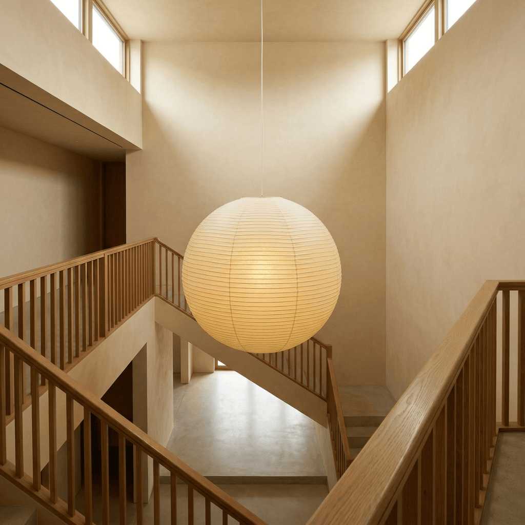 Ember Vale Spherical Pendant Light With Warm Japandi Wabi Sabi Glow