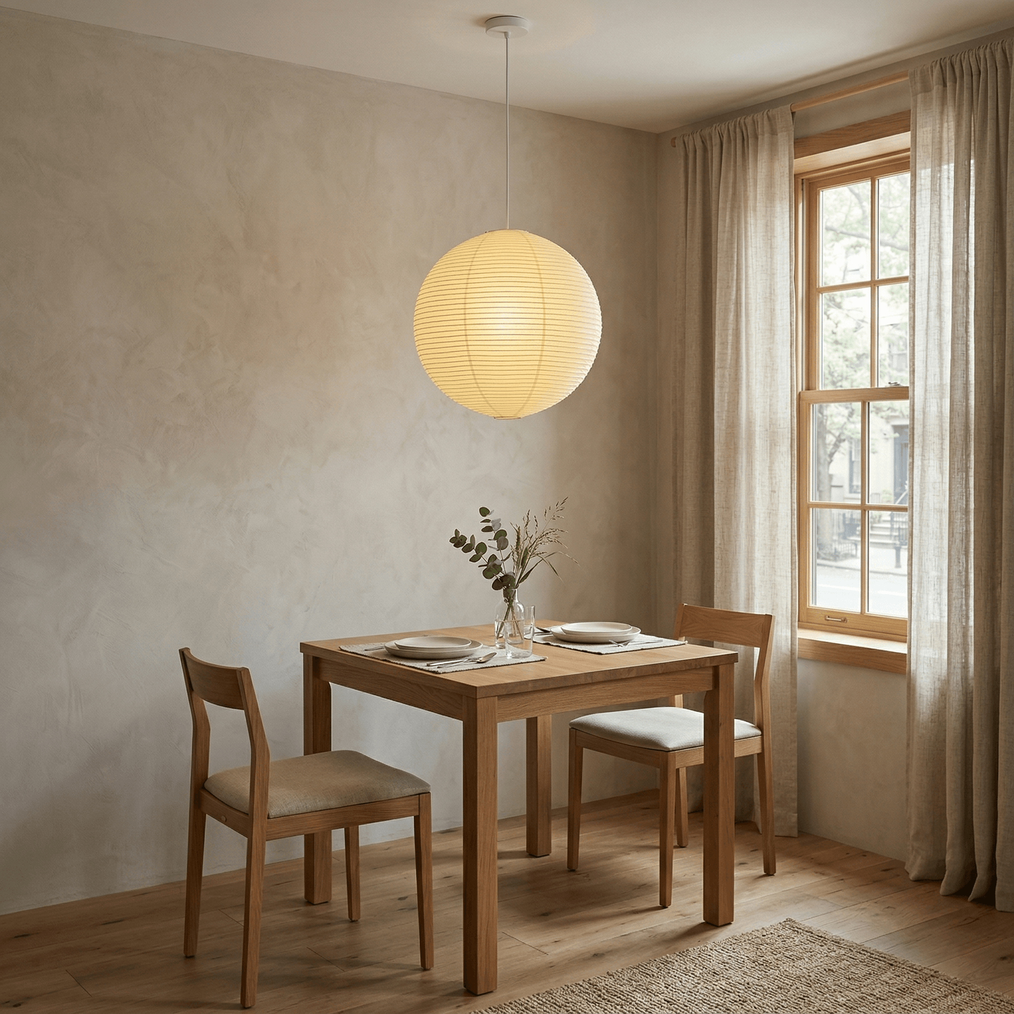 Ember Vale Spherical Pendant Light With Warm Japandi Wabi Sabi Glow