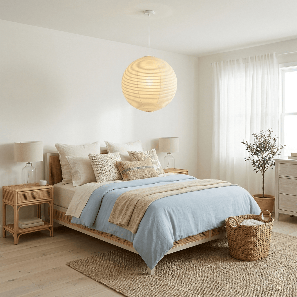 Ember Vale Spherical Pendant Light With Warm Japandi Wabi Sabi Glow
