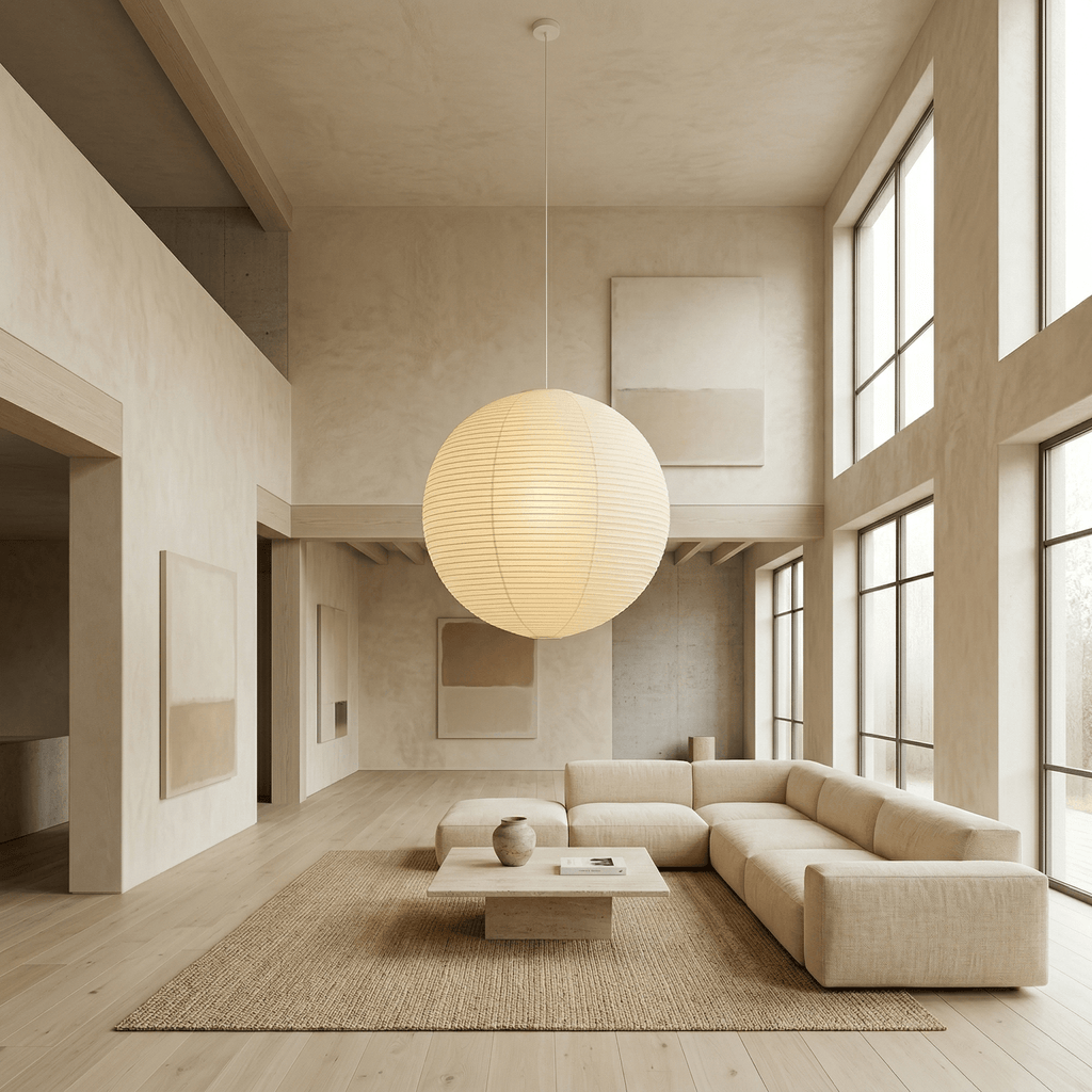 Ember Vale Spherical Pendant Light With Warm Japandi Wabi Sabi Glow