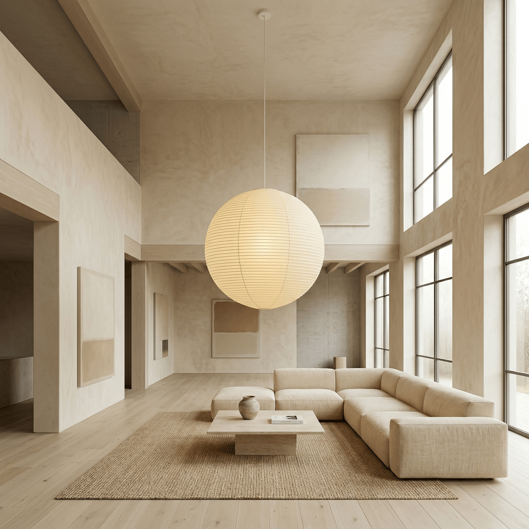 Ember Vale Spherical Pendant Light With Warm Japandi Wabi Sabi Glow