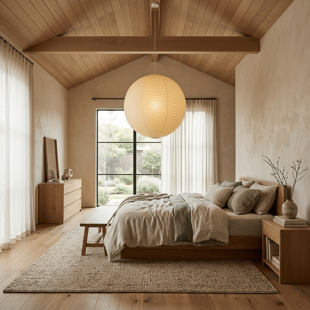 Ember Vale Spherical Pendant Light With Warm Japandi Wabi Sabi Glow