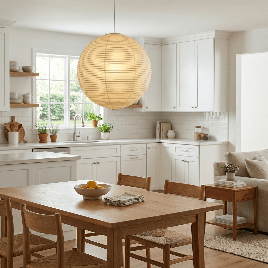 Ember Vale Spherical Pendant Light With Warm Japandi Wabi Sabi Glow