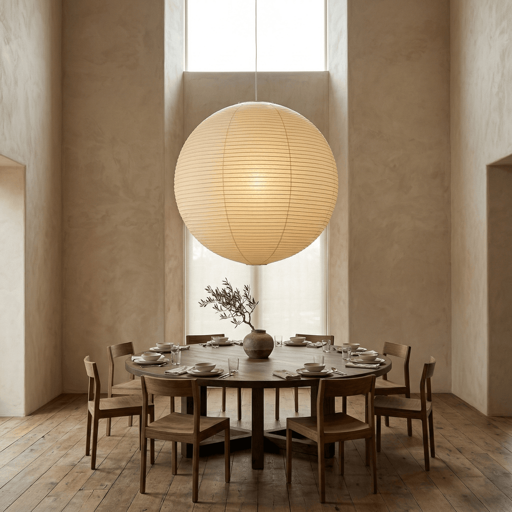 Ember Vale Spherical Pendant Light With Warm Japandi Wabi Sabi Glow
