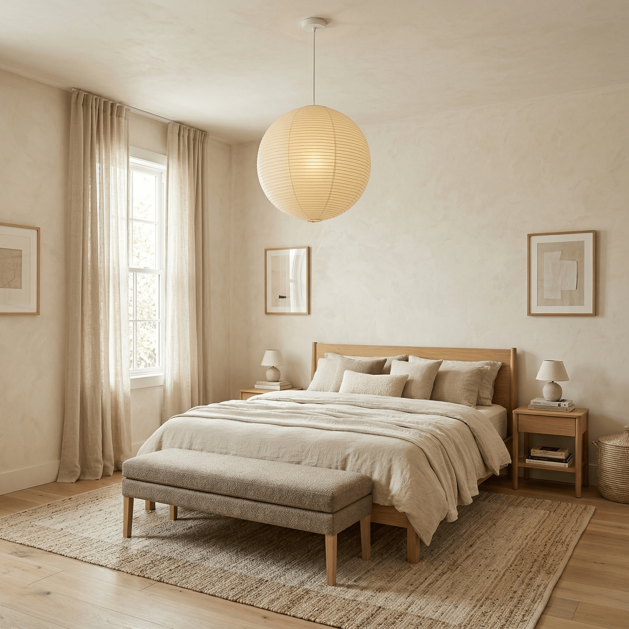 Ember Vale Spherical Pendant Light With Warm Japandi Wabi Sabi Glow