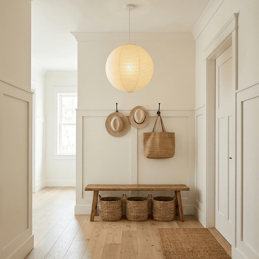 Ember Vale Spherical Pendant Light With Warm Japandi Wabi Sabi Glow