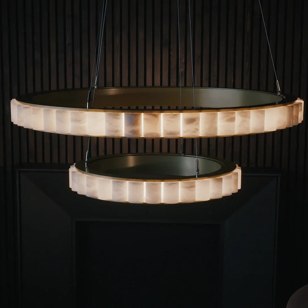 Orion Double Ring Alabaster Chandelier | Fioriscas