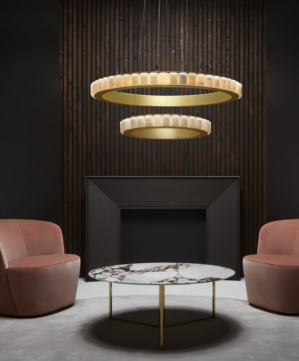Orion Double Ring Alabaster Chandelier | Fioriscas
