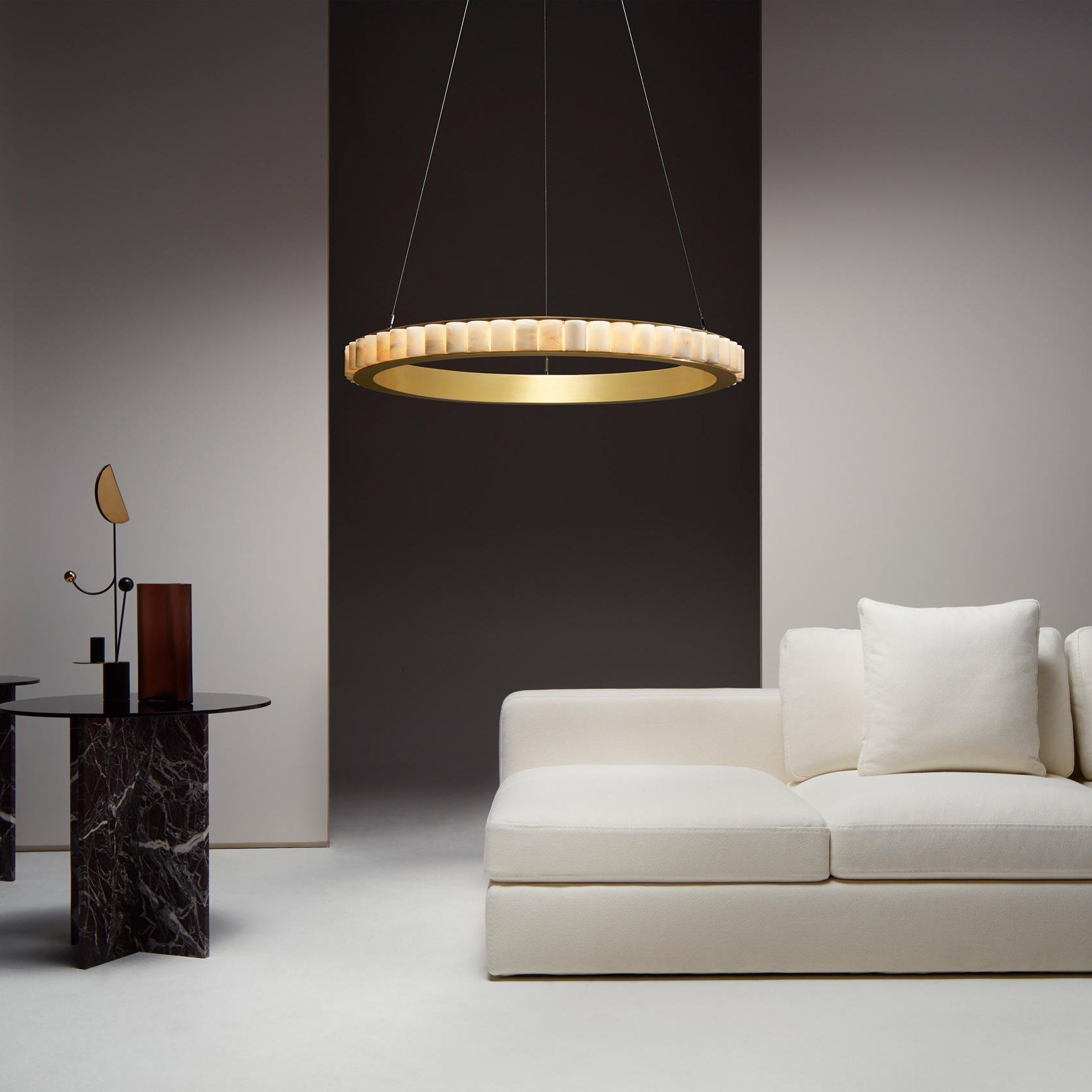 Orion Double Ring Alabaster Chandelier | Fioriscas