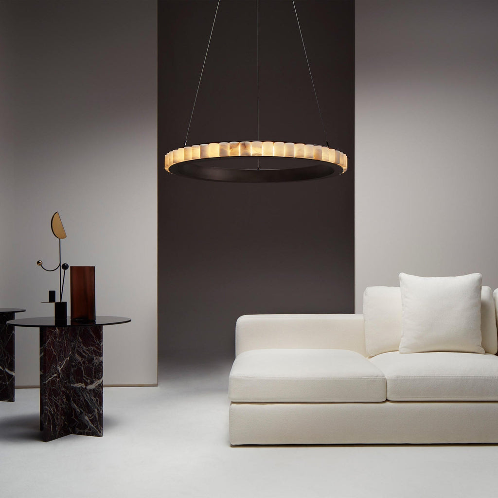 Orion Double Ring Alabaster Chandelier | Fioriscas