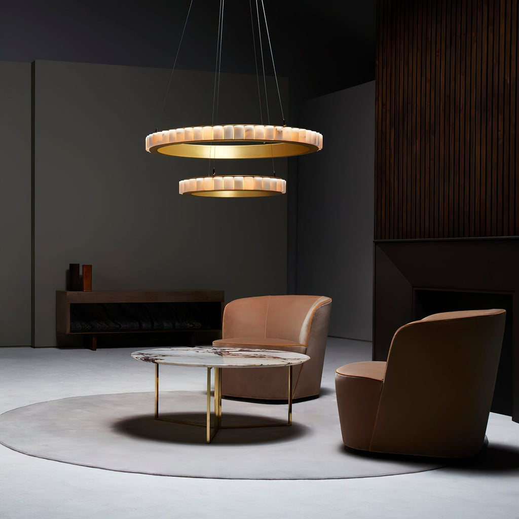 Orion Double Ring Alabaster Chandelier | Fioriscas