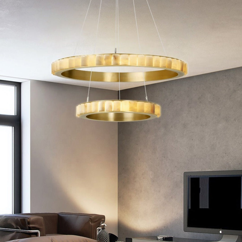 Orion Double Ring Alabaster Chandelier | Fioriscas