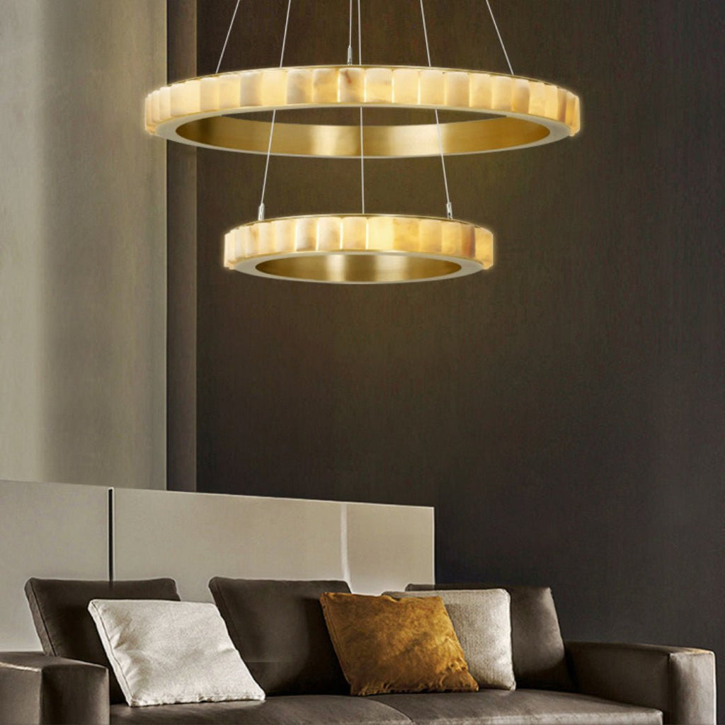 Orion Double Ring Alabaster Chandelier | Fioriscas