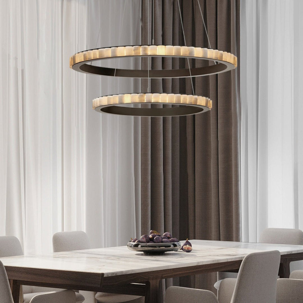 Orion Double Ring Alabaster Chandelier | Fioriscas