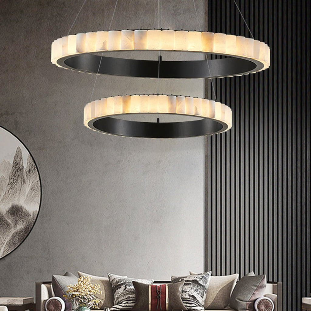 Orion Double Ring Alabaster Chandelier | Fioriscas