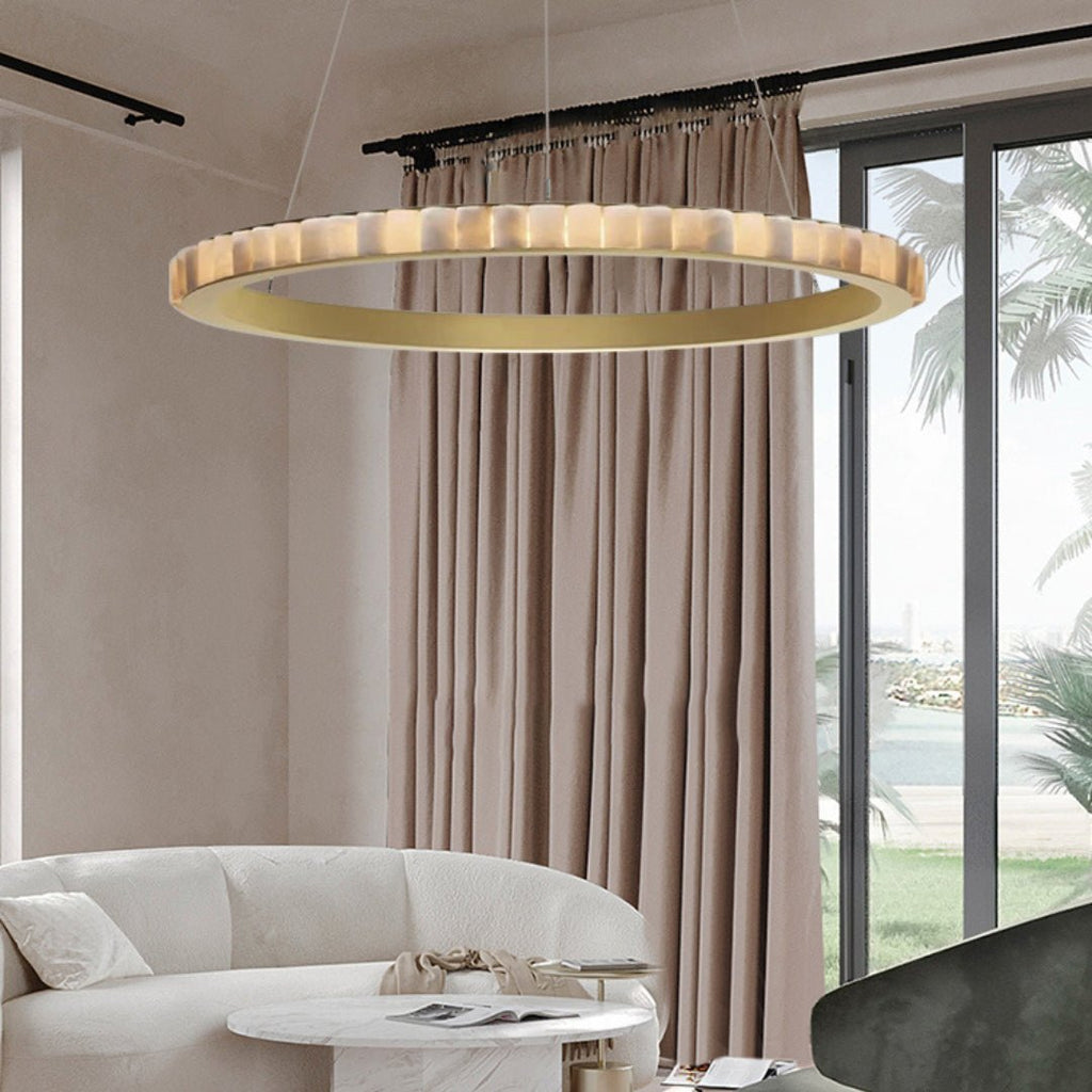 Orion Double Ring Alabaster Chandelier | Fioriscas