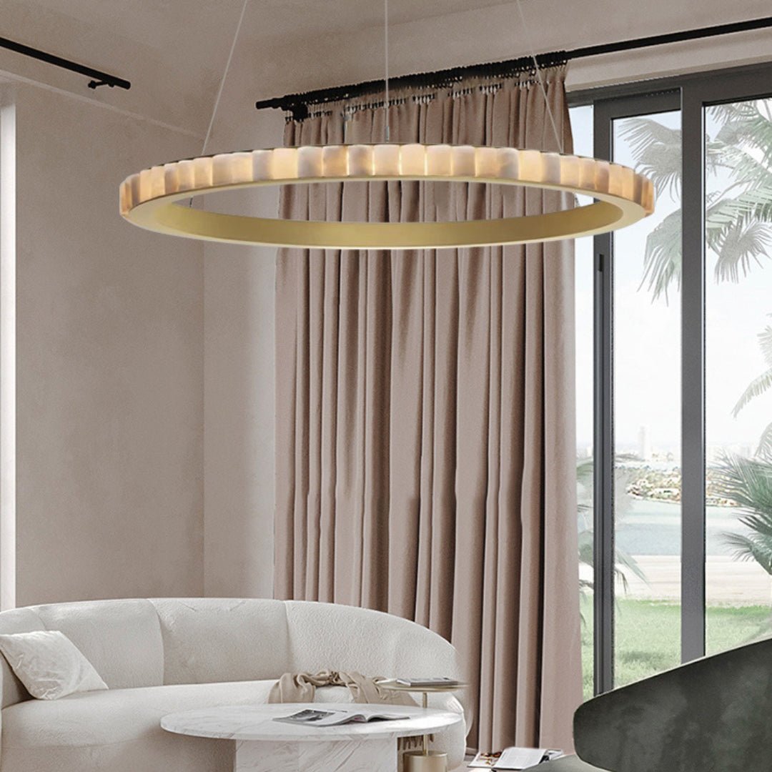 Orion Double Ring Alabaster Chandelier | Fioriscas