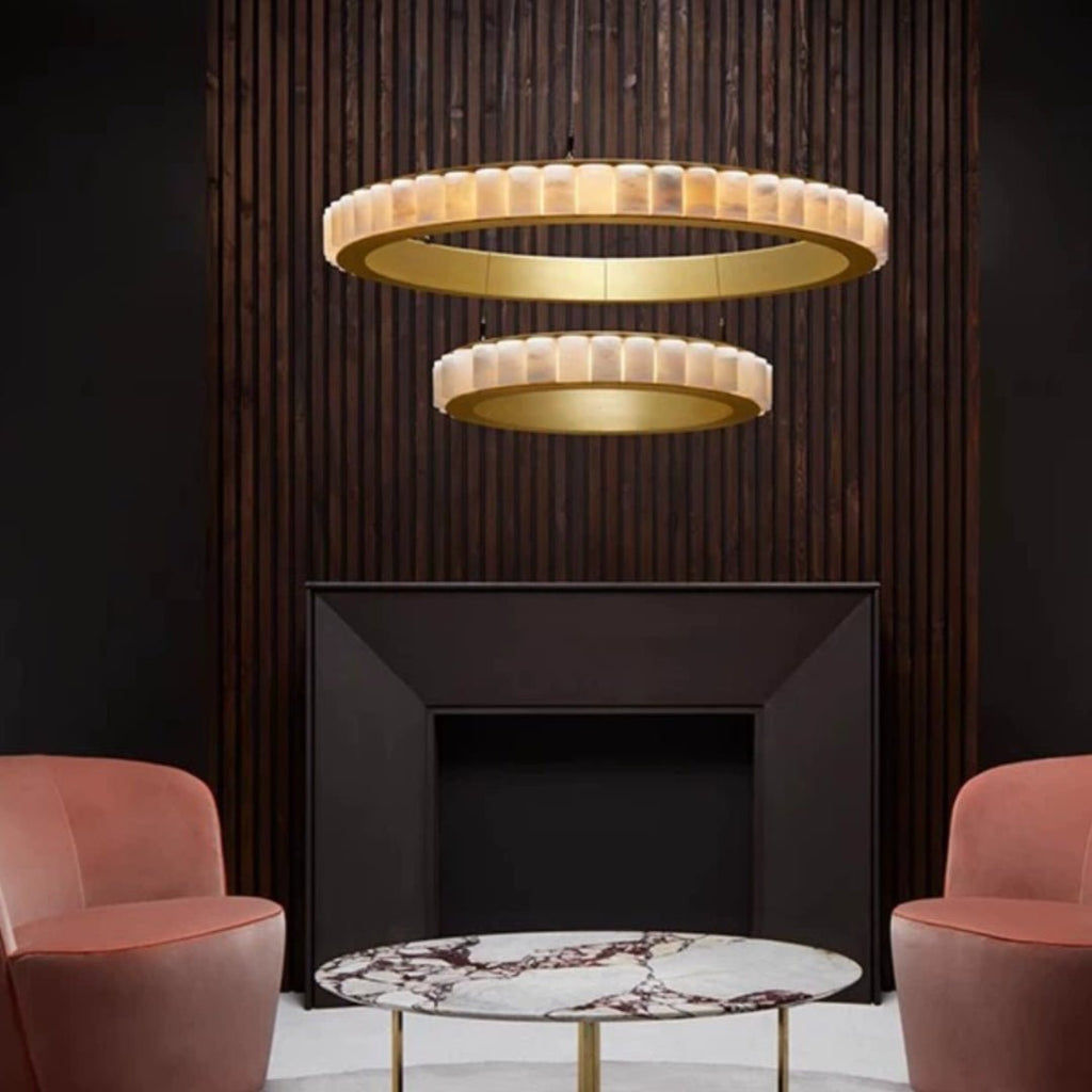Orion Double Ring Alabaster Chandelier | Fioriscas