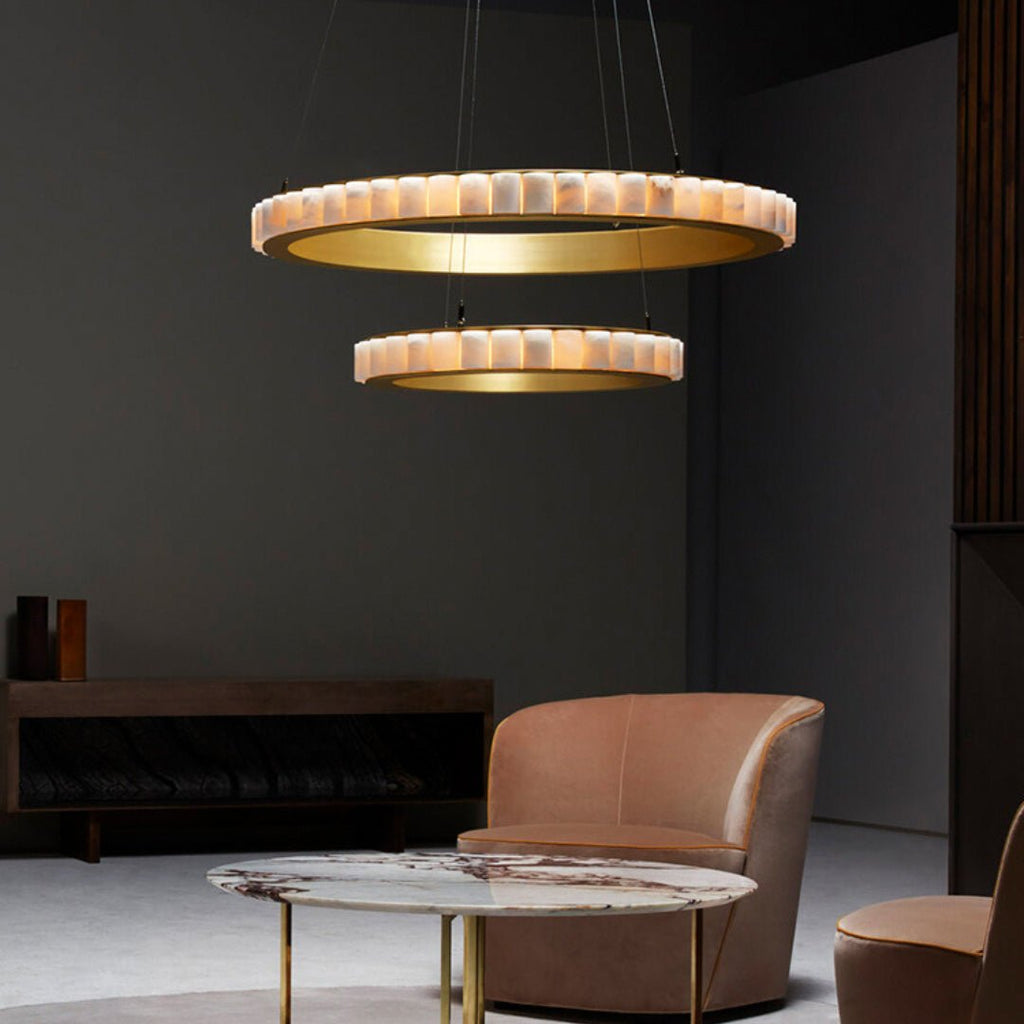 Orion Double Ring Alabaster Chandelier | Fioriscas