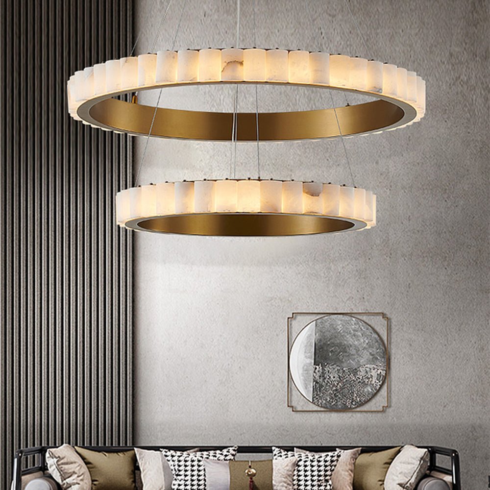 Orion Double Ring Alabaster Chandelier | Fioriscas