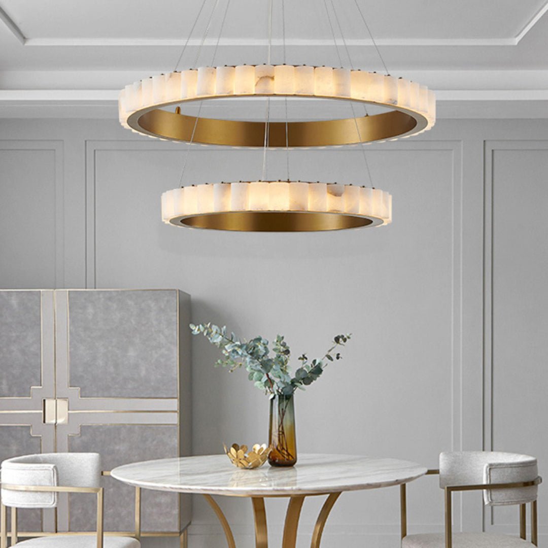 Orion Double Ring Alabaster Chandelier | Fioriscas