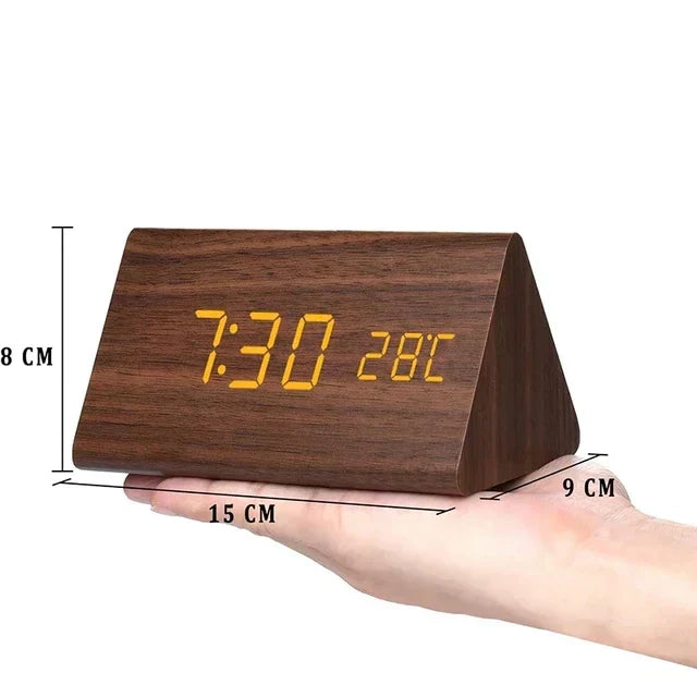Zegar nocny Arvoa Wood-Tone z wbudowanym cyfrowym termometrem