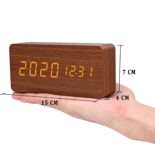 Zegar nocny Arvoa Wood-Tone z wbudowanym cyfrowym termometrem