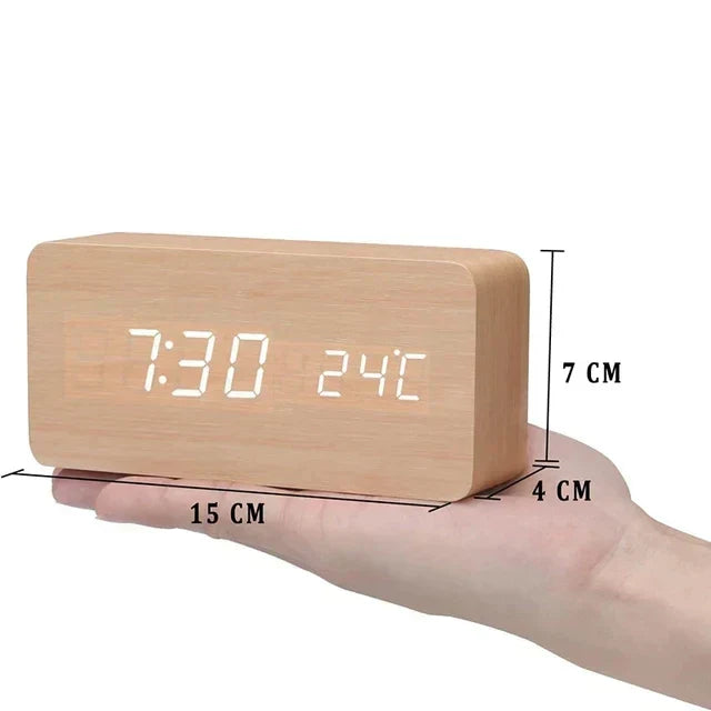 Zegar nocny Arvoa Wood-Tone z wbudowanym cyfrowym termometrem