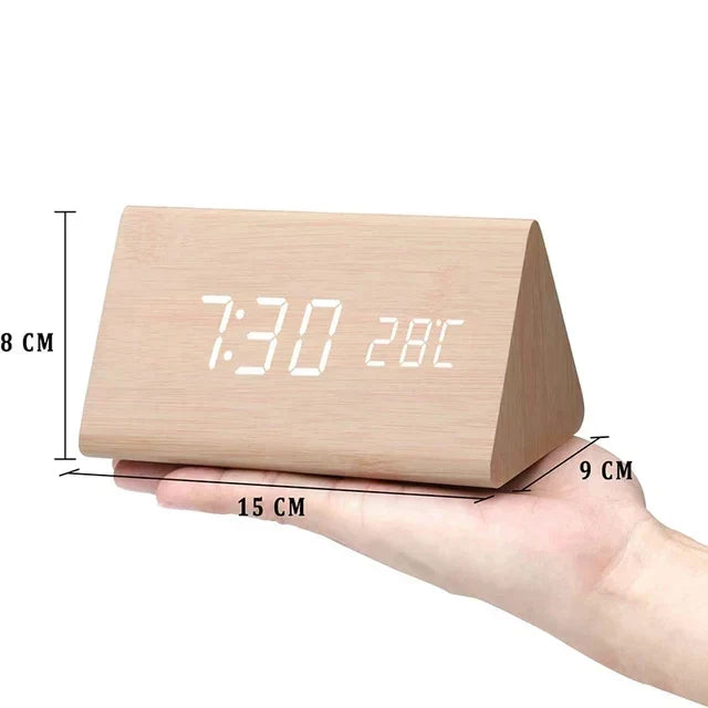 Zegar nocny Arvoa Wood-Tone z wbudowanym cyfrowym termometrem