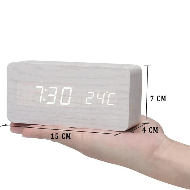 Zegar nocny Arvoa Wood-Tone z wbudowanym cyfrowym termometrem