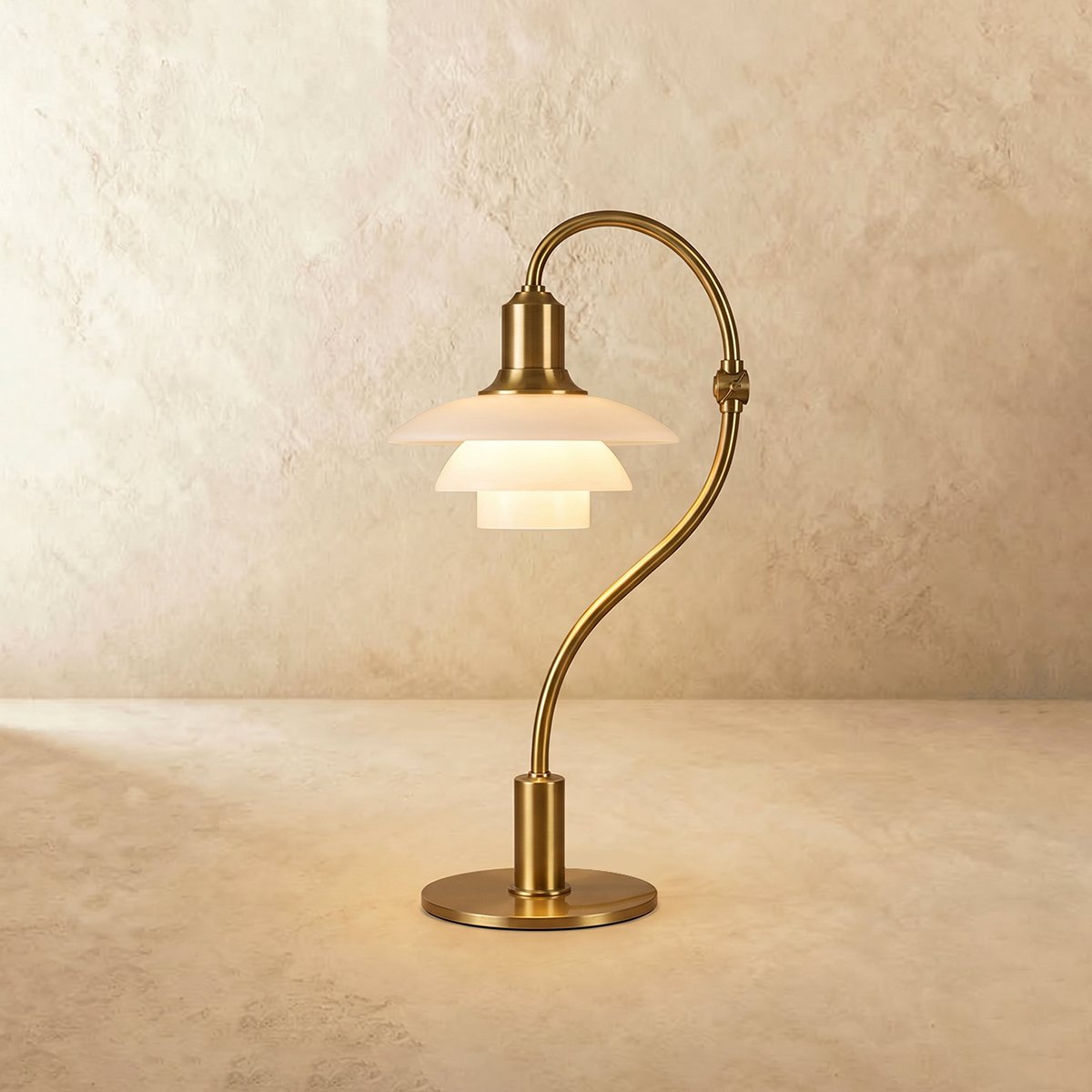 Aurelia Frosted Glass Desk Lamp With Aluminum Arm And Soft Ambient Lighting