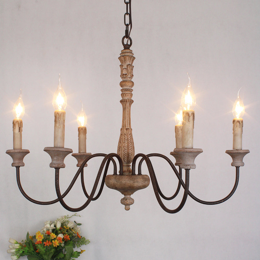 Ljomuvyi Traditional Farmhouse Metal Wood Chandelier | Fioriscas