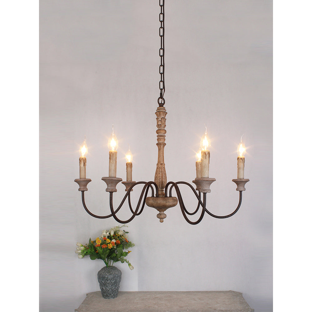Ljomuvyi Traditional Farmhouse Metal Wood Chandelier | Fioriscas