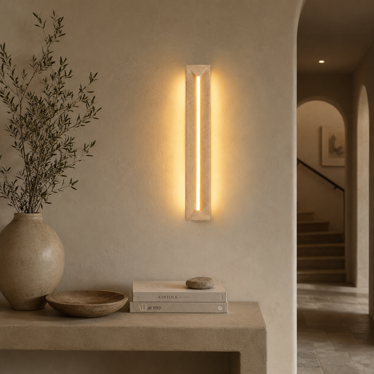 Aurelia Travertine Integrated LED Wall Lamp For Minimalist Interiors