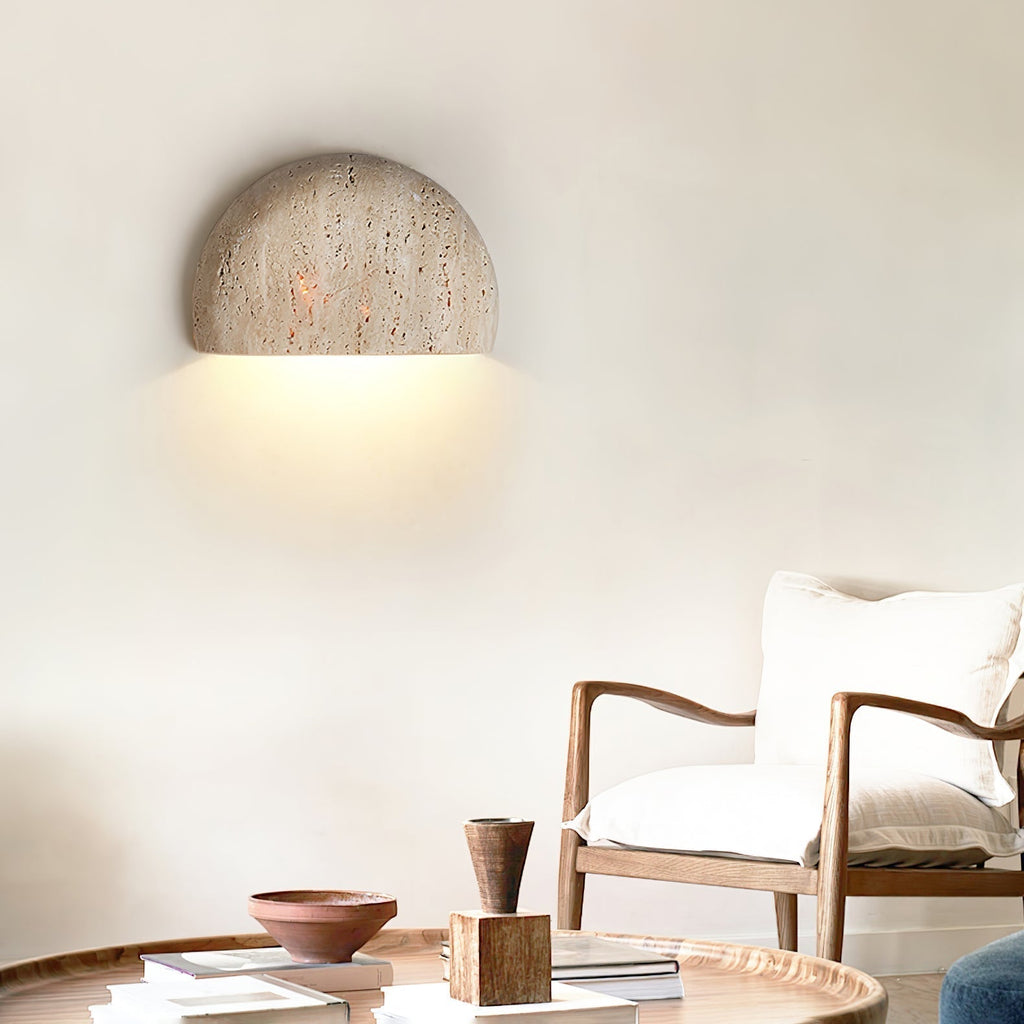 Armarel Half Moon Travertine Wall Light | Fioriscas