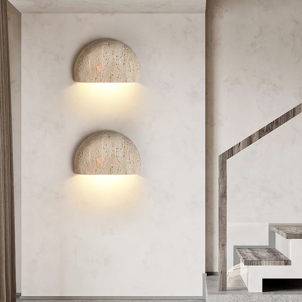 Armarel Half Moon Travertine Wall Light | Fioriscas