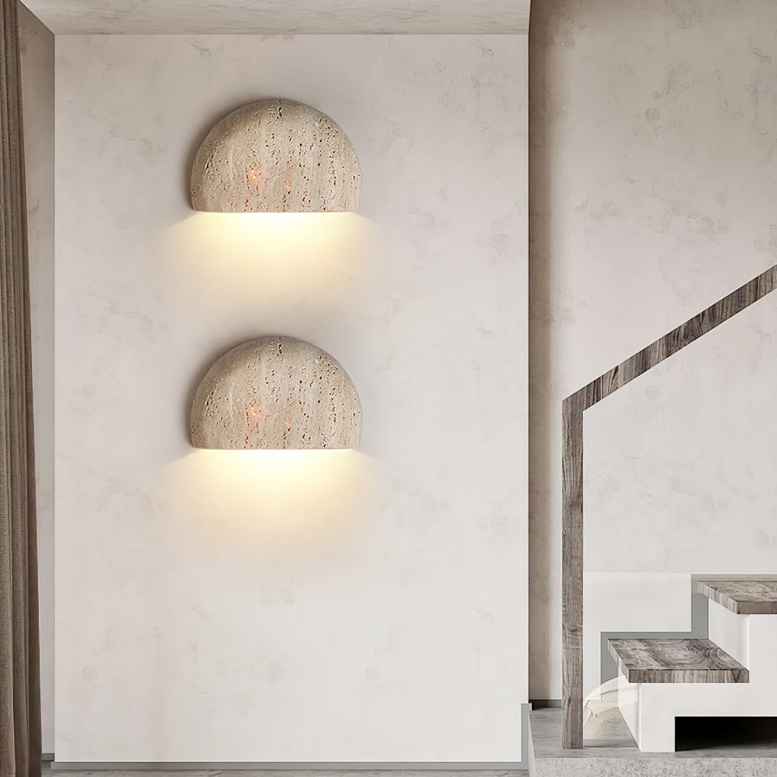 Armarel Half Moon Travertine Wall Light | Fioriscas
