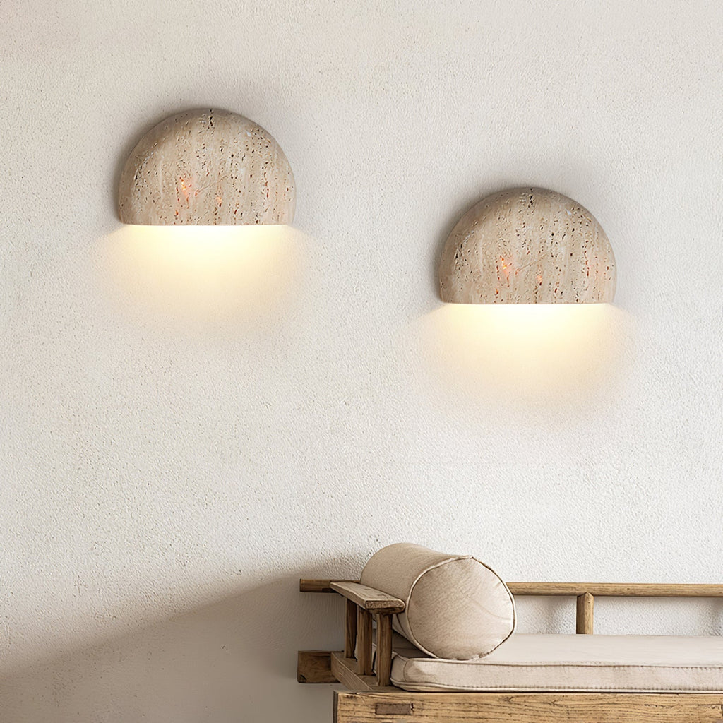 Armarel Half Moon Travertine Wall Light | Fioriscas