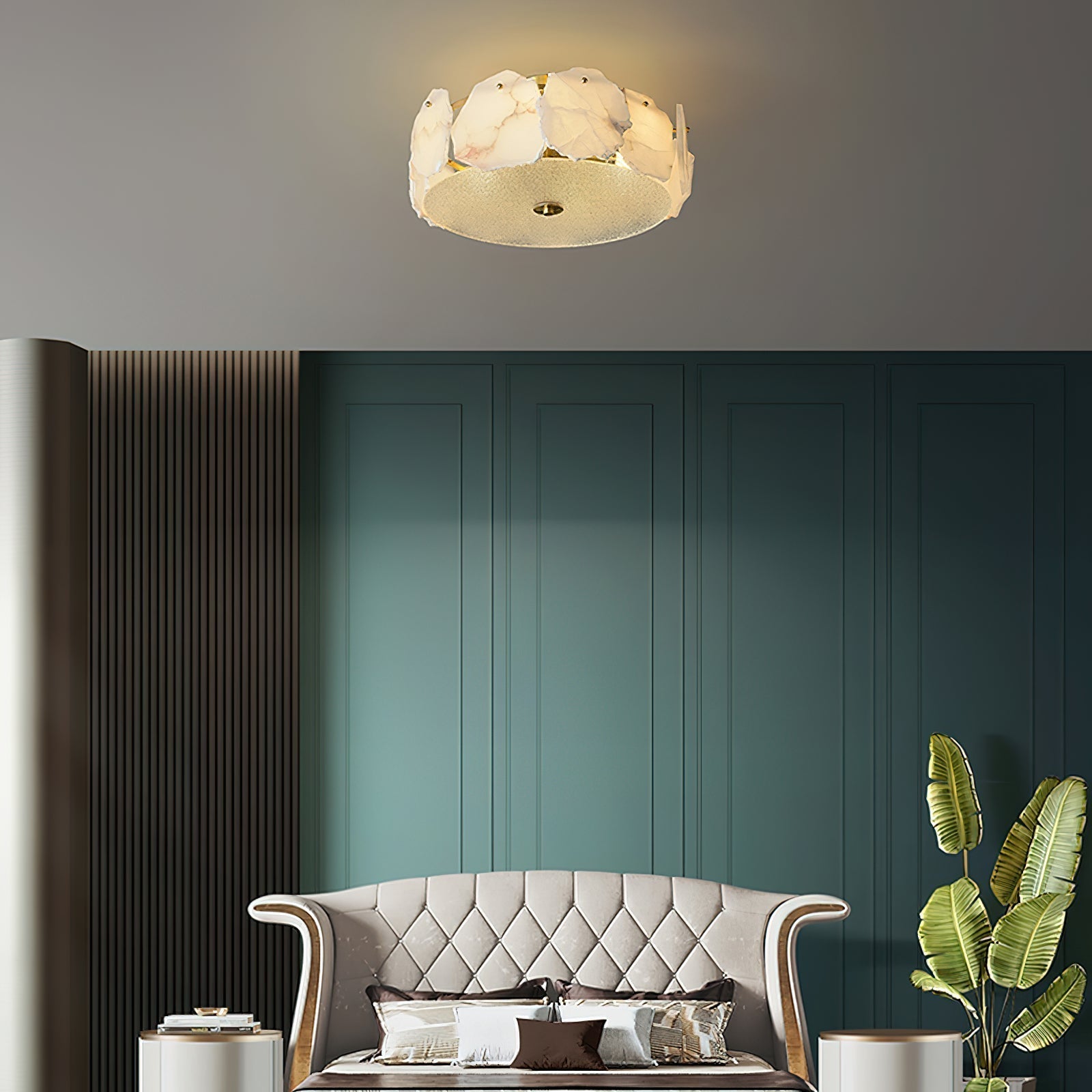 Zoruvys Sophisticated Disc Flat Alabaster Glass Ceiling Light | Fioriscas